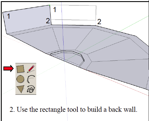 Building back wall of fan shaped room