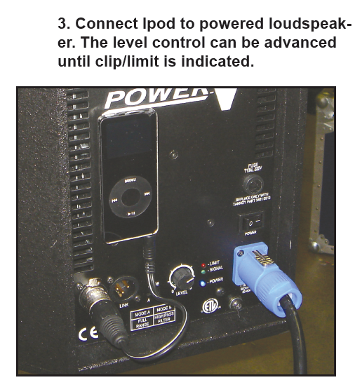 Photo showing back of loudspeaker with cable that made a Balanced Ipod Output