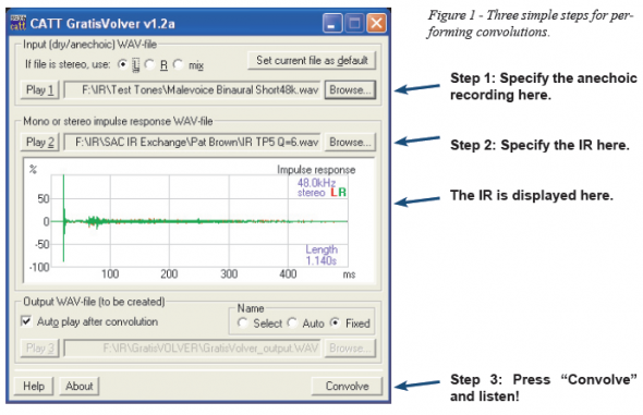 GratisVolver™ Screenshot showing the convolution process