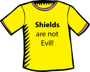 T-shirt with wording "Cable Shields are not Evil!