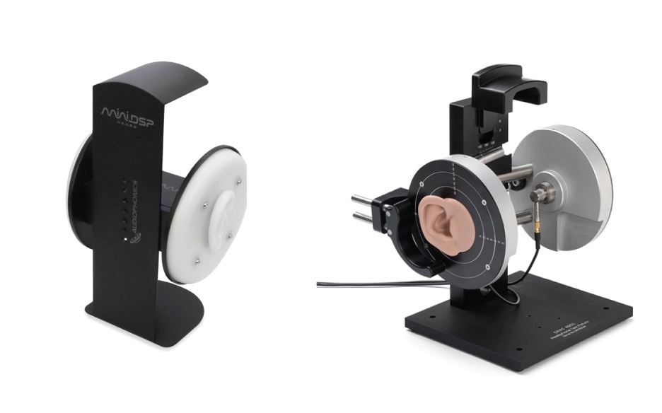 Figure 1 - (Left) The MiniDSP EARS test jig. It's less than 300USD. (Right) The GRAS 43 ear simulator. The price (and exact model number) depend on the configuration, but it is at least two digits times 103.